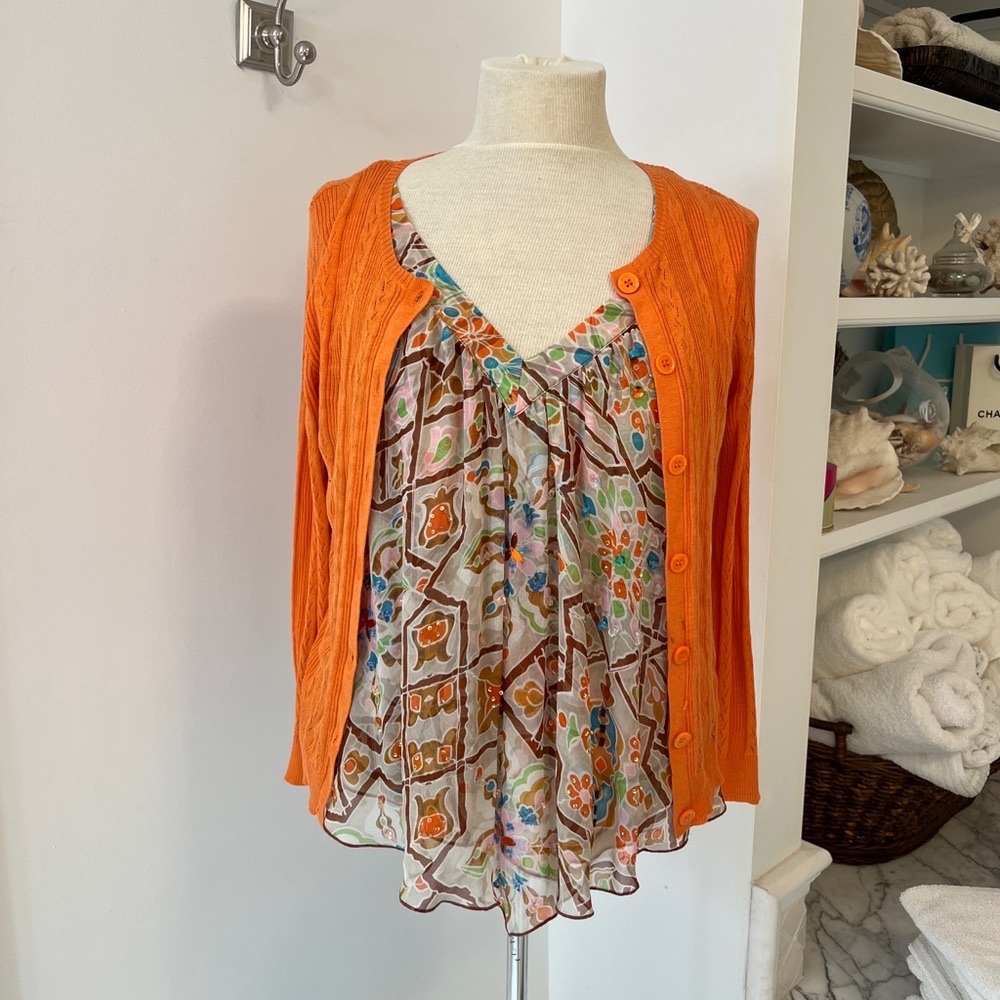 Gorgeous diane von furstenberg Summer Silk Top/Cardigan set Size 10 Or M
